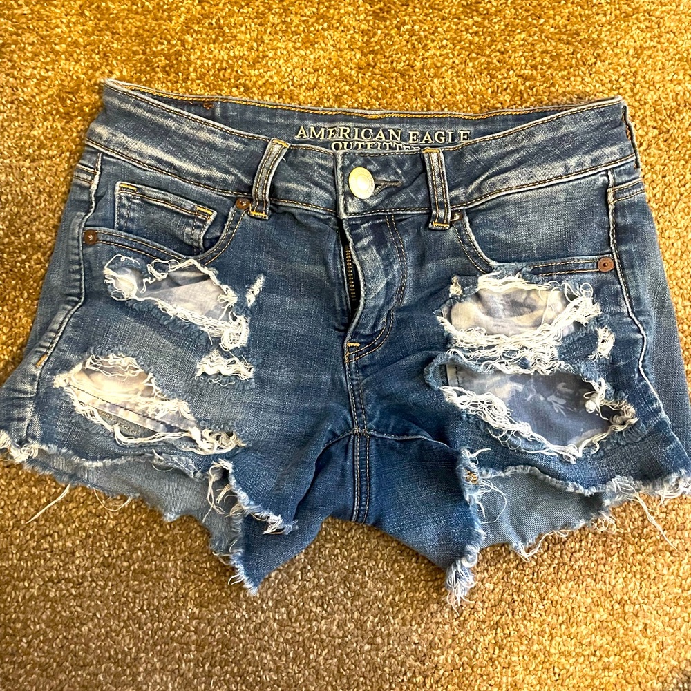 Denim Ripped Shorts. Gently Worn. Stretchy